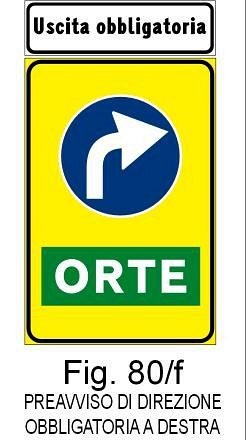 Preavviso di direzione obbligatoria a destra