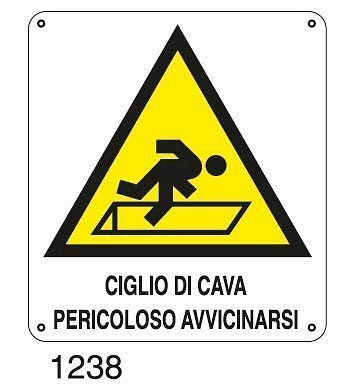 Ciglio di cava pericoloso avvicinarsi - A - Alluminio 145x165 mm