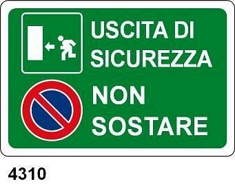Uscita di sicurezza - Non sostare - A - Alluminio 300x200 mm