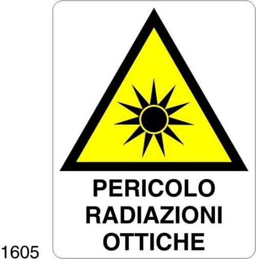 Pericolo radiazioni ottiche - A - Alluminio 145x185 mm - Conf 10 pz.
