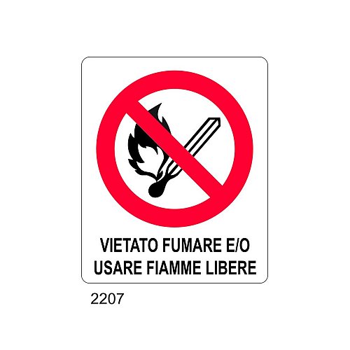 Vietato fumare e/o usare fiamme libere - D - Alluminio 435x600 mm