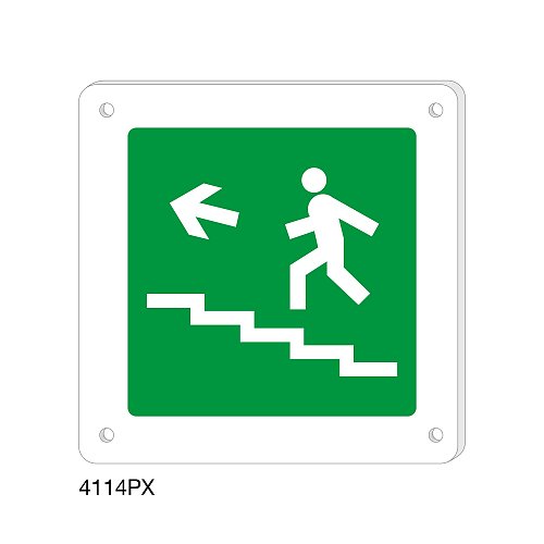 Scala di sicurezza alto sinistra - Plexiglass - B - 150x150 mm - Monofacciale - 4 Fori
