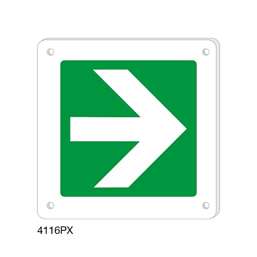 Direzione da seguire lato destro destro - Plexiglass - B - 150x150 mm - Monofacciale - 4 Fori