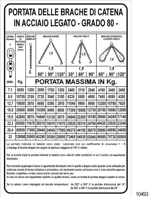 Portata brache di catena in acciaio legato - grado 80
