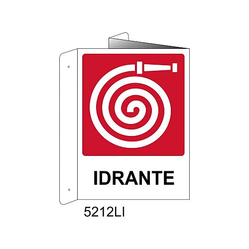 Idrante con testo - Alluminio - D - 370x500mm - Bifacciale a Libro - Non Luminescente
