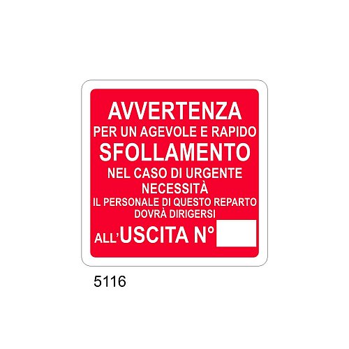Avvertenza per un agevole e rapido sfollamento - C - Alluminio 230x230 mm