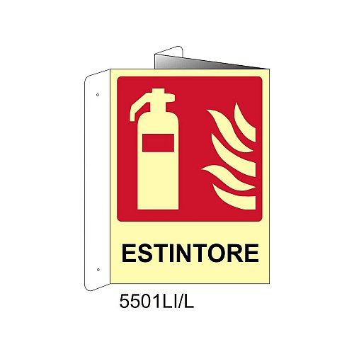 Estintore - Alluminio - D - 370x500mm - Bifacciale a Libro - Luminescente