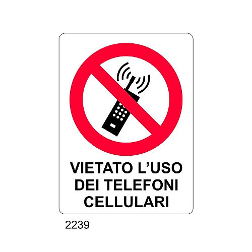 Vietato l'uso di telefoni cellulari - B - Alluminio 180x260 mm