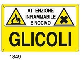 Attenzione infiammabile e nocivo-Glicoli - A - Alluminio 500x330 mm - Conf 10 pz.