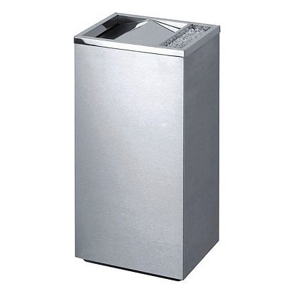 Cestino Rettangolare con Posacenere Laterale da Esterno - Colore Silver