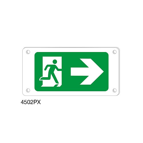 Uscita di emergenza a destra - Plexiglass - C - 320x160 mm - Monofacciale - 4 Fori