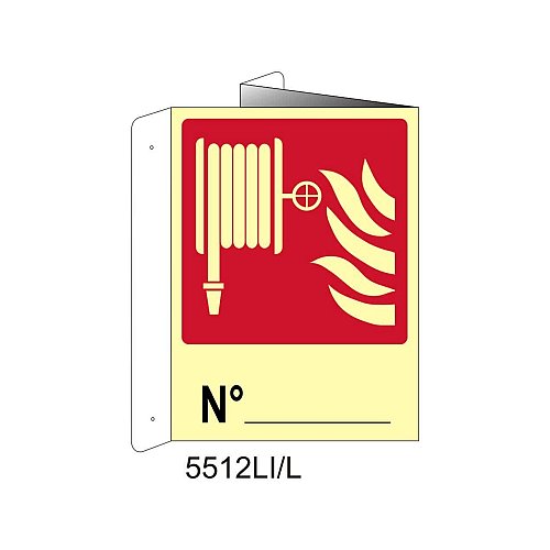 Lancia antincendio n° - Alluminio - D - 370x500mm - Bifacciale a Libro - Luminescente