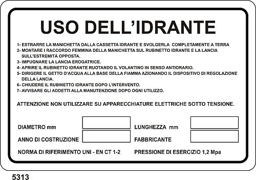 Uso dell'idrante - A - Alluminio 300x200 mm