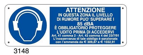 Attenzione in questa zona il livello di rumore può superare i 85dB. - A - PVC adesivo 350x125 mm