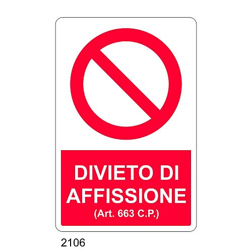 Divieto di affissione - E - Alluminio 500x700 mm - Conf 10 pz.