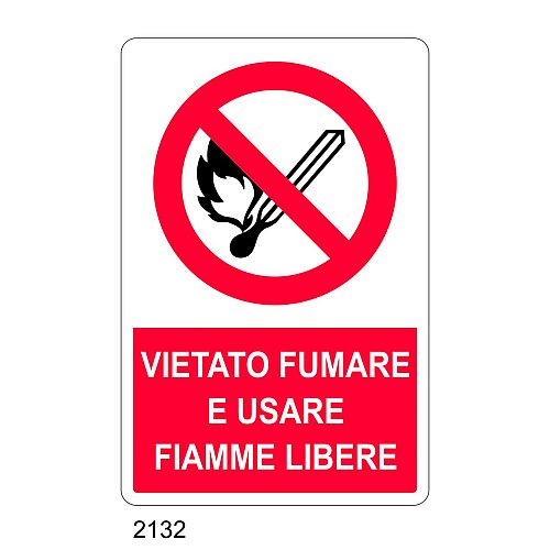 Vietato fumare e usare fiamme libere - C - Alluminio 330x500 mm