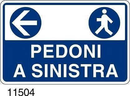 Pedoni a sinistra - A - Alluminio 500x330 mm - conf. 10pz