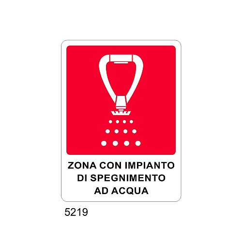 Zona con impianto a spegnimento acqua - B- Alluminio 160x210 mm