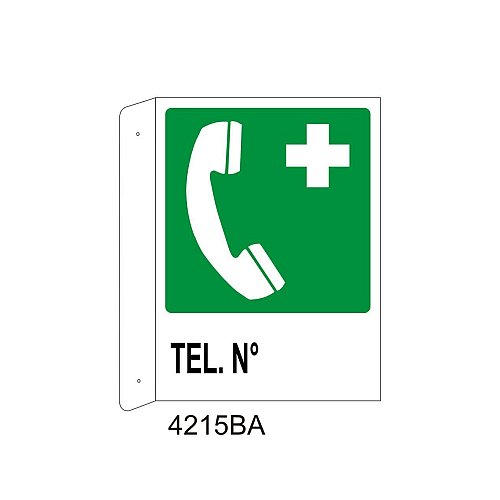 Telefono di emergenza n - Alluminio - C - 230x310mm - Bifacciale a Bandiera - Non Luminescente