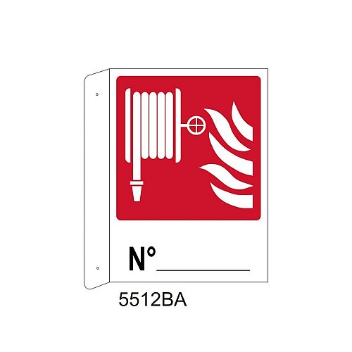 Lancia antincendio n° - Alluminio - B - 160x210mm - Bifacciale a Bandiera - Non Luminescente