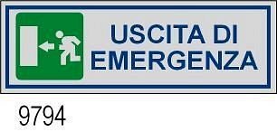 Etichetta adesiva mm 170x45  Uscita di emergenza SX