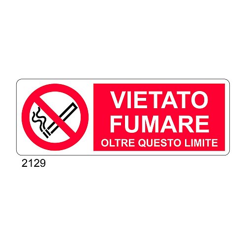Vietato fumare oltre questo limite - A - Alluminio 350x125 mm - Conf 10 pz.