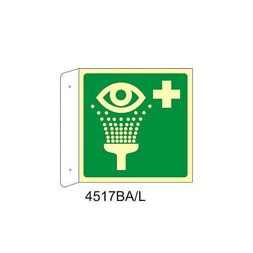 Lavaocchi di emergenza - Alluminio - C - 230x230mm - Bifacciale a Bandiera - Luminescente