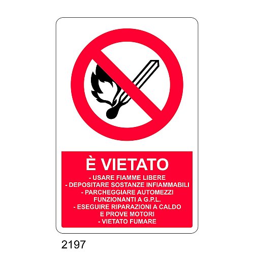 E' vietato usare fiamme libere, depositare sostanze infiammabili - C - Alluminio 330x500 mm