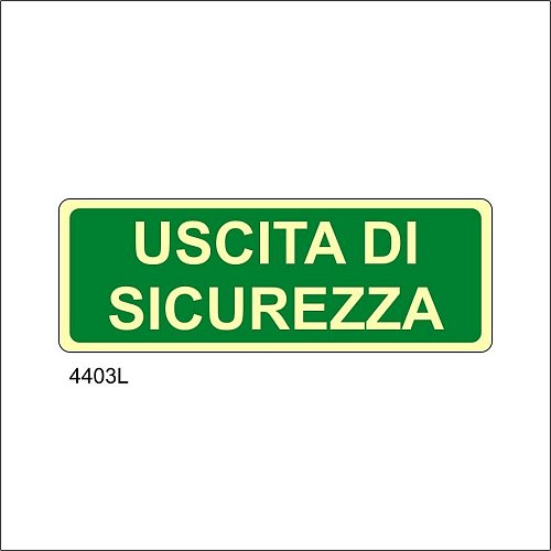Uscita di sicurezza luminescente - A - Alluminio Luminescente - 350x125 mm