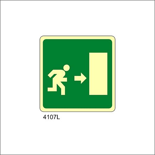 Uscita emergenza destra Luminescente - A - Adesivo Luminescente - 120x120 mm - Conf 10 pz.