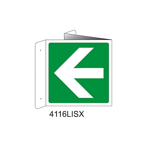 Direzione da seguire lato sinistro destro - Alluminio - D - 370x370mm - Bifacciale a Libro - Non Luminescente